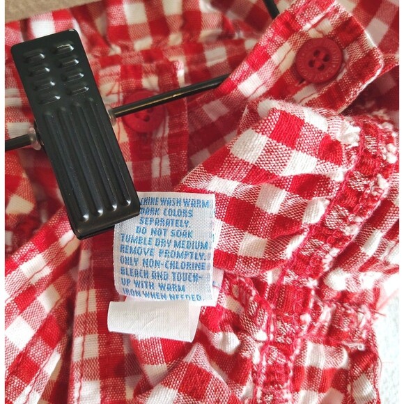 OshKosh B’Gosh Baby Girls Vintage Bubble Romper 6/9M Red Gingham Floral USA - Picture 5 of 6